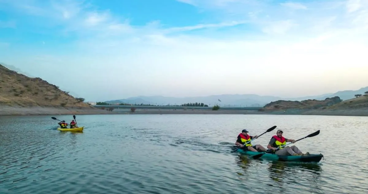 kayaking on the lake in Fujairah Adventure Park